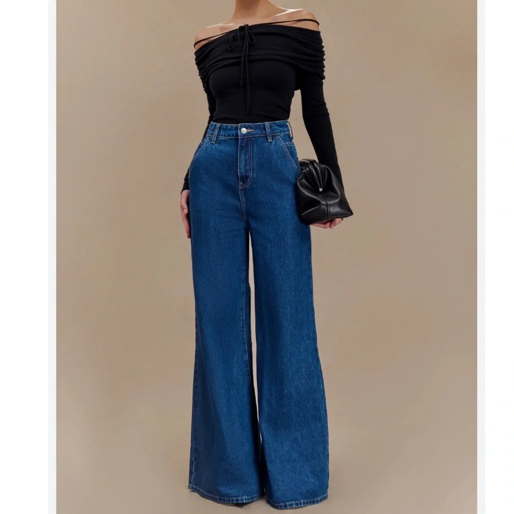 Meshki Blue Flare & Wide Leg Jeans - Picture 1 of 8
